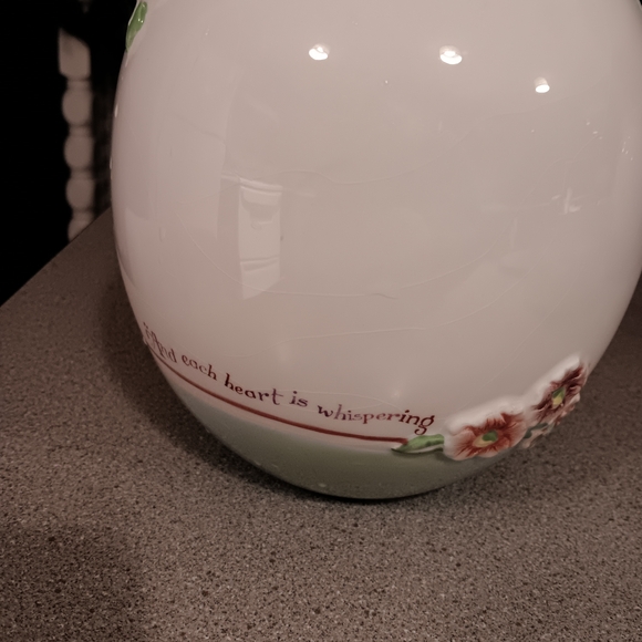 Floral White and Green Ceramic Pitcher - Picture 2 of 6